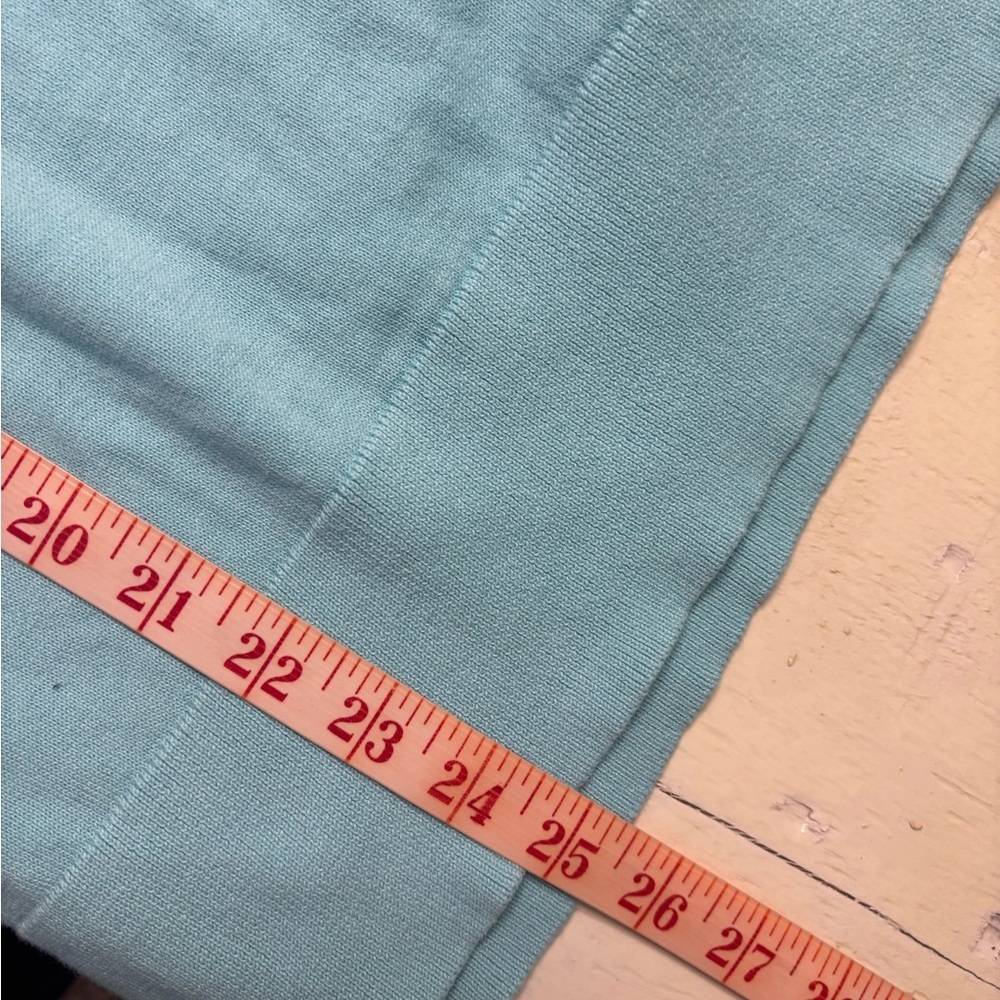 Talbots Size Medium Aqua Button Cuff Sweater Crew… - image 4